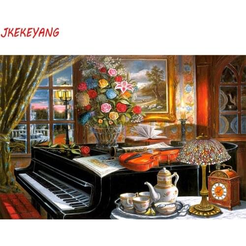 5D DIY square/round Diamond painting Flower and piano Cross Stitch Diamond Embroidery Pattern Rhinestone home decor J1132