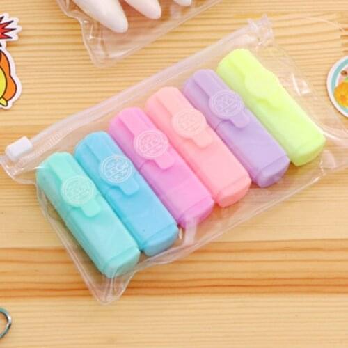 6pcs Mini Colorful Candy Color Highlighters Promotional Art Markers Fluorescent Pen Gift Stationery for Adults Kids 85DD
