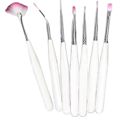 7Pcs French Stripe Liner Acrylic Nail Art Pen Tips UV Gel Builder 3D Painting Design Brush Set Tool Manicure Pen