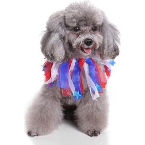 20PC/Lot Dog Grooming Accessories 4th of July Dog Bowties Tulle Collar Red/White/Blue Dog Ties Pet Supplies