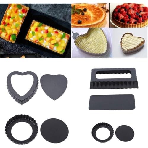 Bakeware Accessories Pie Tart Pan Mold Removable Bottom Cake Candy Pastry Tool heart-shaped Rectangular Wave Side Molds