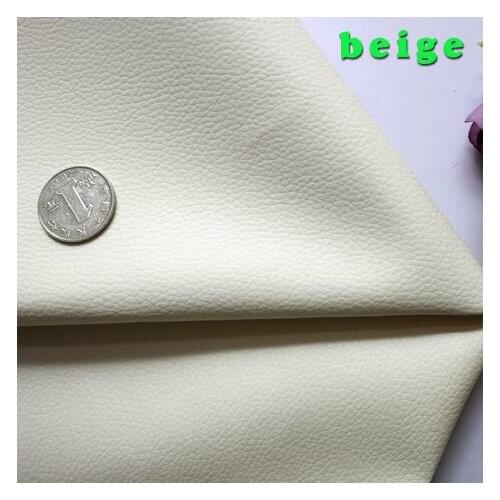 Beige Small Lychee Pu Leather Faux Leather Fabric Pu Artificial leather Upholstery Leather Sold By The Yard Free Shipping