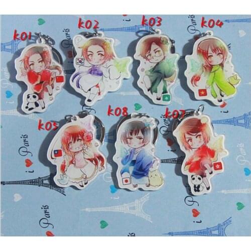 7 pcs/lot Anime Hetalia Axis Powers acrylic figure keychain keyring Single double-sided pendant toy gift