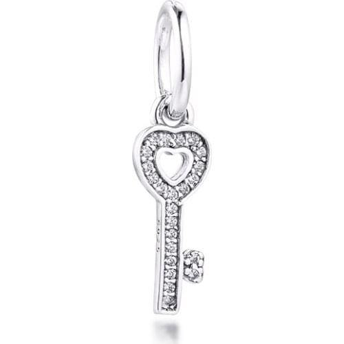 CKK Fit Pandora Bracelet 925 Sterling Silver Symbol of Trust Beads Key Pendant Charms DIY Jewelry Making Wholesale