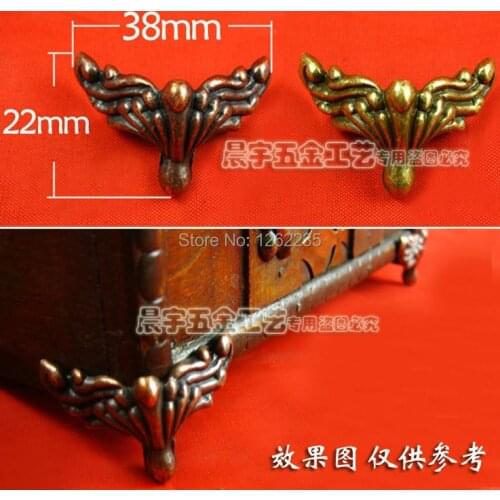 38*22mm Antique metal Wooden box Gift box Decorate the foot Support legs Corner Furniture legs and feet