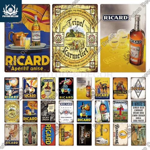 Putuo Decor Beer Brand Vintage Metal Sign Tin Plaque Decorative Sign Wall Decor Bar Pub Man Cave Living Room Home Decoration