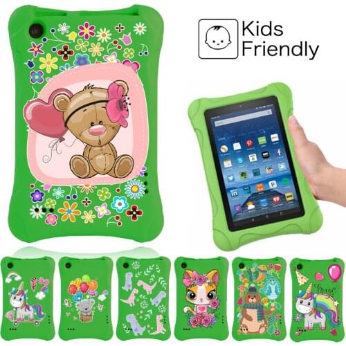 Tablet Kids Case for Amazon Fire 5th/Fire 7th/Fire 9th Thick EVA Cute Cartoon Pattern Anti-fall Shockproof Cover+Stylus