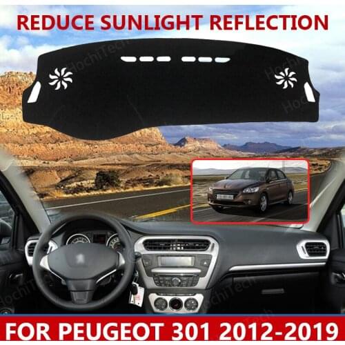 For Peugeot 301 2012-2019 Right Left Hand Drive Good Polyester Material Anti Light Car Dashboard Cover Mat