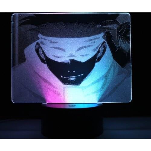 Anime Jujutsu Kaisen Colorful Gojo Satoru Two Tone LED Night Light for Kid Bedroom Decor Birthday Gift Two Tone 3D Lamp Manga