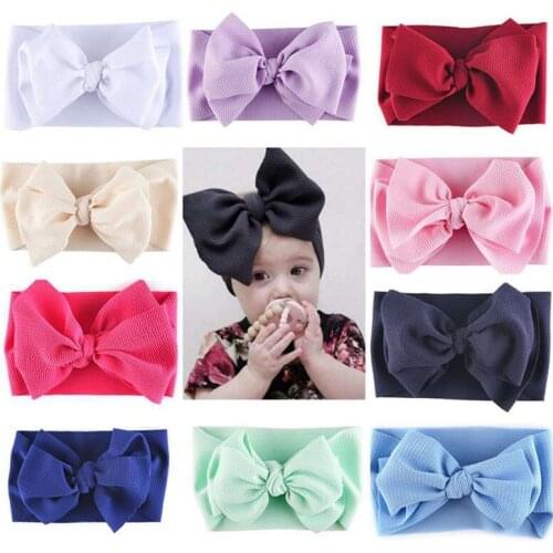 Corn Grain Big Bow Elastic Headband Wide Girls Hair bands Fabric DIY Turban Headwraps Children Hair Accessories FD6635