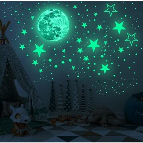 30cm Fluorescent Sticker Luminous Moon Luminous Star Dot 435pcs Childrens Room Decoration Self-adhesive Cartoon Wall Sticker