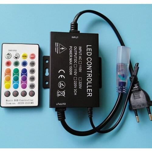 1500W Music Voice Sensor Sound IR Remote Controler AC110V AC220V Bluetooth Controller Work With 1-80M SMD5050 RGB LED Strip 220V