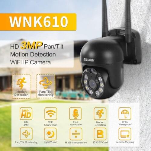 ESCAM WNK610 HD 3MP H.265 WIFI IP Camera AI Motion Detection Two-Way Voice Smart Dual-Light Source Night Vision Security Camera