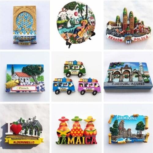 Jamaica Portugal Italy France Sweden Fridge Magnet Souvenirs Greece Poland Spain Kenya Jerusalem Refrigerator Sticker Decoration