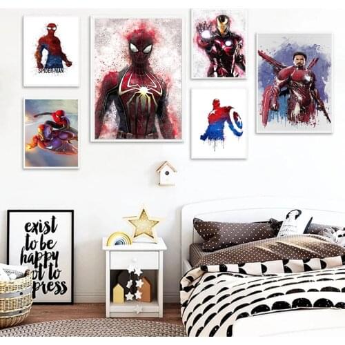 Captain America Iron Man Canvas Paintings Marvel Avengers Comics Posters and Prints Wall Art Picture for Living Room Home Decor