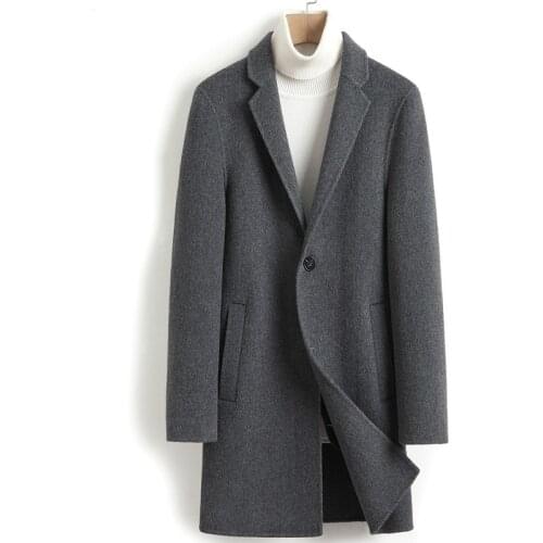 Cashmere Coat Double-sided Wool Long Jacket Men Korean Autumn Mens Overcoat Coats and Jackets Abrigo Hombre 2020 5542 J4692