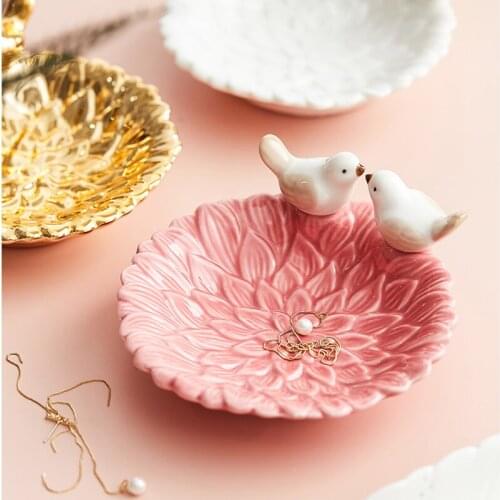 Ceramic Tray Jewelry Decoration Jewelry Storage Tray Jewelry Display Stand Cute Bird Jewelry Decoration Snack Tray Decoration