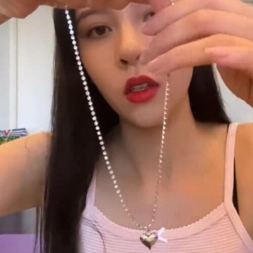 Korean Fashion Heart Necklace 2021 Gothic Couple Pendant Necklaces for Women Choker Jewelry Accessories Gift Collares