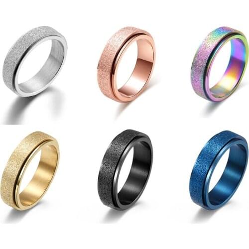 Fashion Stainless Steel Spinner Ring Sand Blast Finish Stress Relief Adult Kids