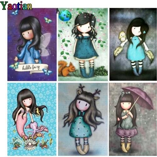 Cartoon girl pattern 5d diy diamond painting diamond mosaic cross stitch embroidery kids gift diamond round square drill decor