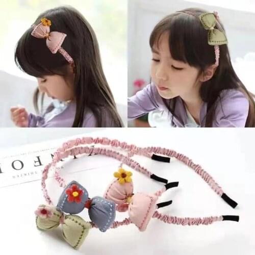 New Korean Version Three dimensional Cotton Filled Small Pillow Bow Wool Flower Children Hair Hoop Head Clasp