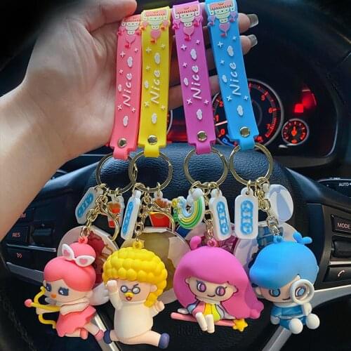 New Lovely Handmade Anime Keychain Family Paradise Series Key Ring For Women Handbag Car Hanging Keyring Jewelry Gifts