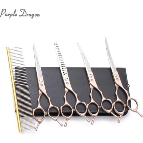 6.5" 7" JP 440C Rose Gold Dog Grooming Scissors Straight Scissors Thinning Shears Curved Shears Professional Pet Scissors Z3009