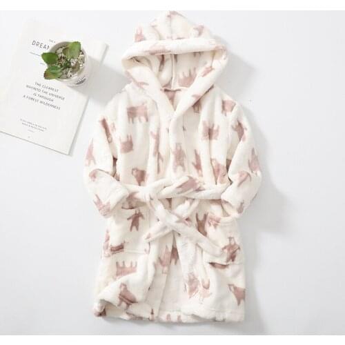 Toddler Girls Sleepwear Childrens Bathrobes Flannel Pajamas Robes Animal Cartoon Home Wear Night Gowns Kids Boys Dressing Gown