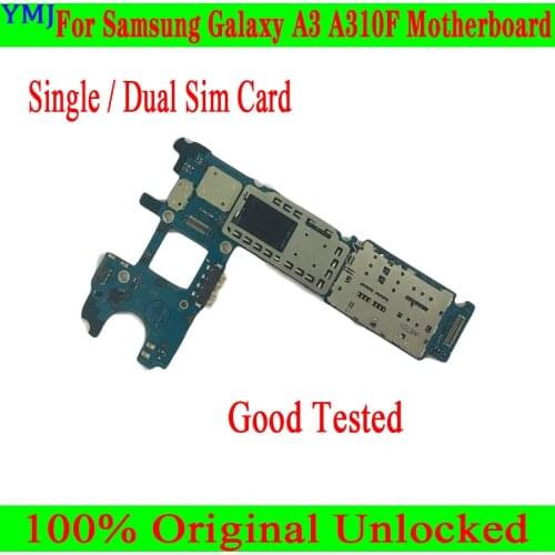 Single Sim Card for Samsung Galaxy A3 A310F Motherboard,100% Original unlocked for Samsung A310F Logic board,Good Tested