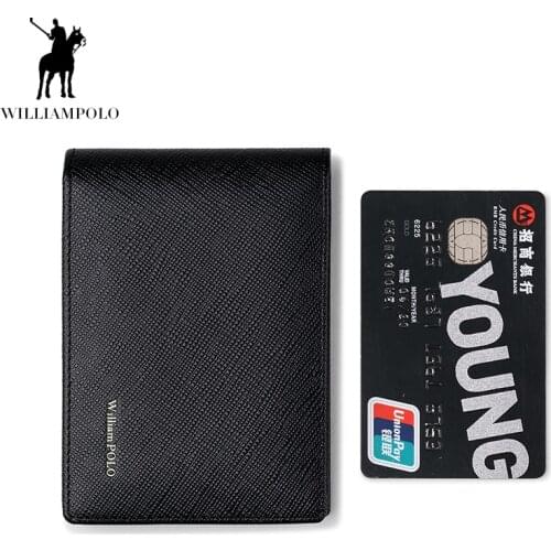 WILLIAMPOLO 2020 Fashion Brand Mens Card package genuine leather credit card holder male pocket purse male clutch card holder
