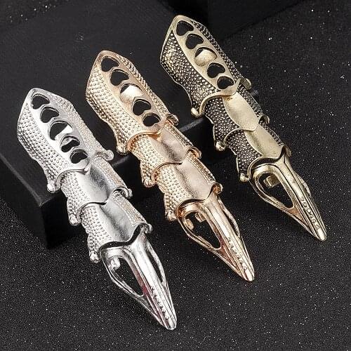 Punk Knight Skull Armour Knuckle Midi Finger Rings For Women Gothic Gold Alloy Adjustable Ring Party Jewelry