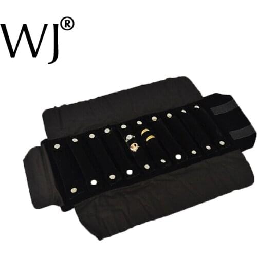 Superior Black Velvet Portable Jewelry Roll Bag For Rings Jewellery Display Travel Carrying Holder Mass Storage Organizer Cases
