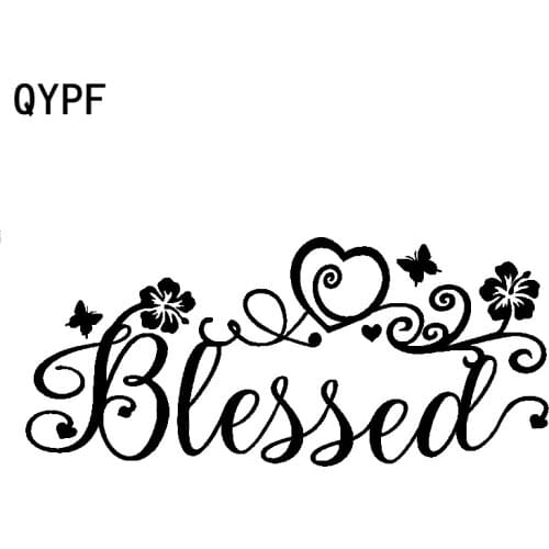 QYPF 17.3cm*7.6cm Intricate Blessed Ribbon Faith Vinyl Flower Fish Window Art Sticker Decal Car Sticker C18-0591