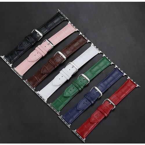 2020 New Genuine Leather Band Loop Strap For Smart Watch 38mm 40mm Men Black Leather Watch Band for 44mm 42mm Purple Watch Strap