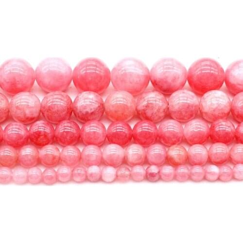 Pink Rose Malaysia Jad Natural Jewelry Stone Loose Beads 6/8/10/12mm DIY Woman Bracelet Necklace Ear Stud Accessories