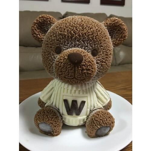 Silicone Mousse Cake Mold 3D Big Teddy Bear with W Clothes Chocolate Mold Silicone Mold Cute Moulds Silicone Rubber PRZY 001
