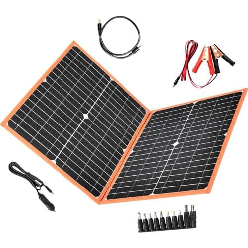 18V Foldable Solar Panel Flexible 80w 100w Solar Panels Kit Portable Handbag Power Bank Solar Charger Dual USB DC 12V Output