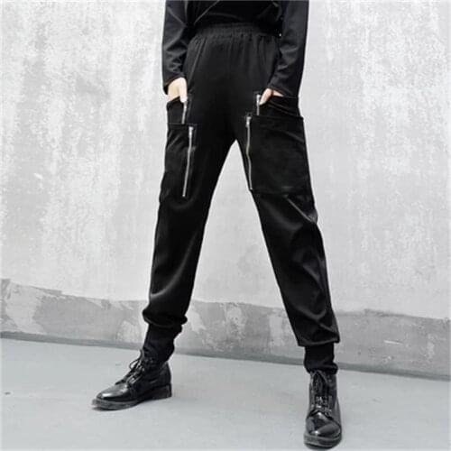 United States cargo pants irregular zipper bf bound feet high waist trousers spring and autumn new large size pants
