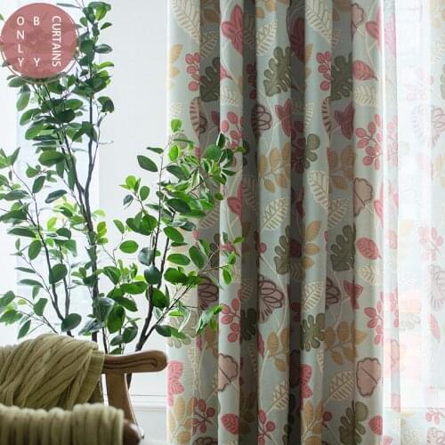 Modern Pastoral American Country Curtains for Living Room Cotton Bamboo Printed Curtain Fabric Windows Curtains for Bedroom