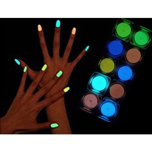 Lasting Glow In The Dark UV Reactive Fluorenscence Nail Powder Pigment Dust Luminous Powder Decorations Glow Party Favors