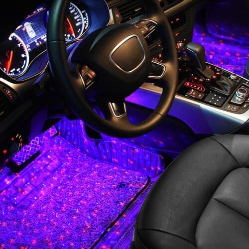 4 in 1 LED Car Foot Light Ambient Lamp Car Interior Colorful RGB Floor LED Light USB Decorative Ambient Lamp Decorative Lights