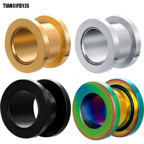 TIANCIFBYJS Stainless Steel Screw Flesh Tunnels Plug Ear Expanders Lobe Stretchers Piercing Gauges Wholesale Body Jewelry 128pcs