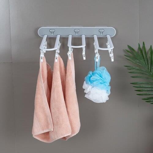 Multifunctional perforation-free folding hanger, drying socks, underwear, hook, bathroom towel, dormitory windproof drying rack