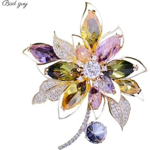 Zicon Vintage Brooches Multicolor Elegant Crystal Pin for Womens Fine Jewelry Clothes Scarf Buckle Garment Accessory Pins Gift