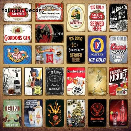 Vintage Ice Cold Tom Adams London Whiskey Metal Tin Signs Wall Plaque Home Bar Pub Club Tavern Decor Gin Beer Poster YI-152