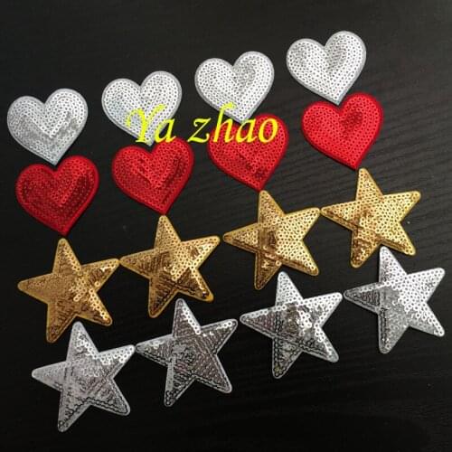 2" Embroidery Sequin Heart Pacth With Iron Glue On Back 80pcs/lot Free shipping