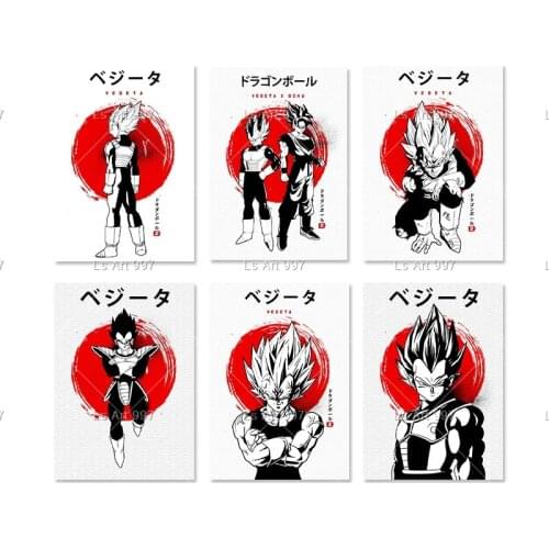 Japanese Anime Dragon Ball Vintage Canvas Painting Red Sun Wall Vegeta Saiyan Art Posters Children Room Decor Cuadros