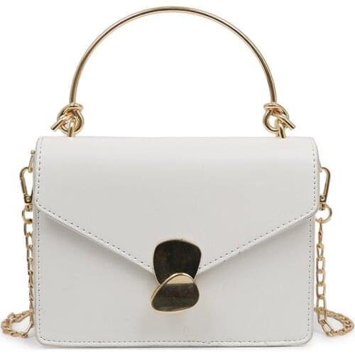 Women Single Shoulder Bag Solid Color Plug Lock Handbag with Golden Chain Strap Best Sale-WT