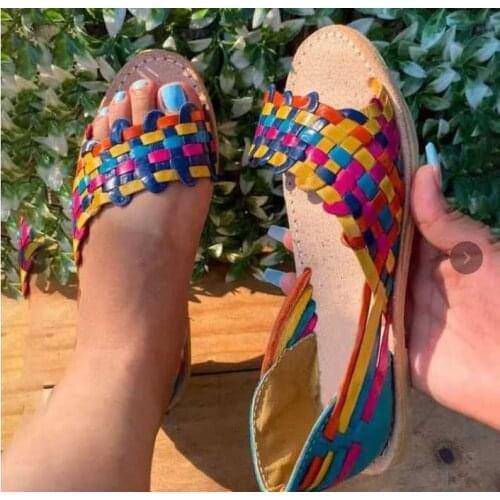 2021 Women Fashionable and Comfortable Color Woven Spring and Summer Sandals Fashion Hot Sale Colour Womens Shoes 1kb148