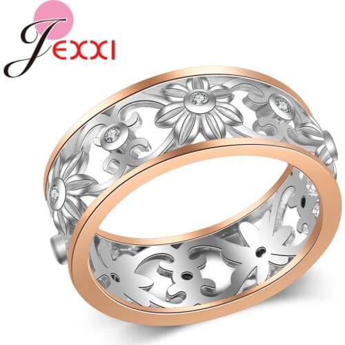 Retro High Quality Real 925 Sterling Silver Hollowing Carved Design Women Girls Band Ring Engagement Party Jewelry